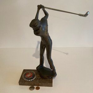 Vintage Metal Bronze Statue, Figurine, Golfer